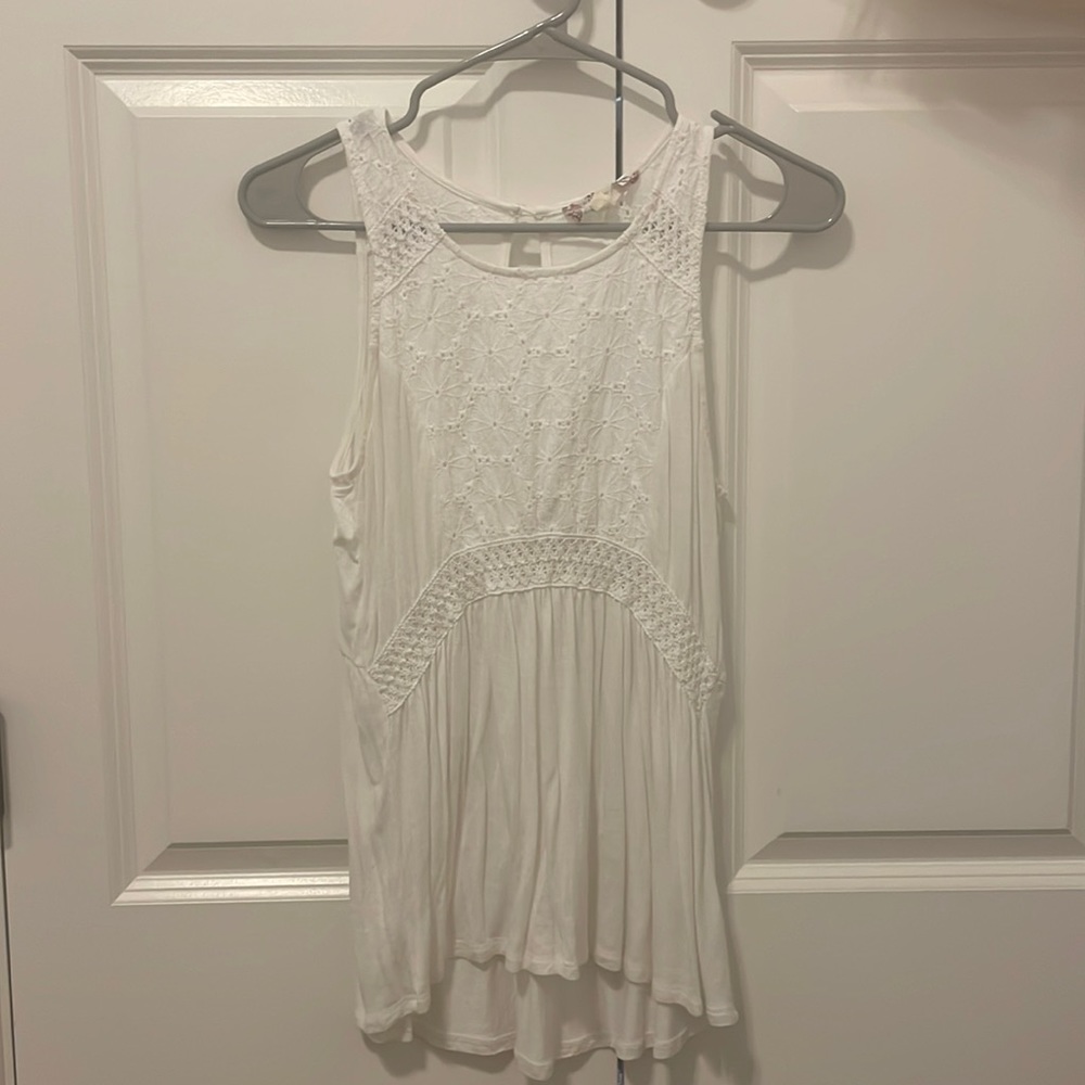 Pink rose brand white tank top